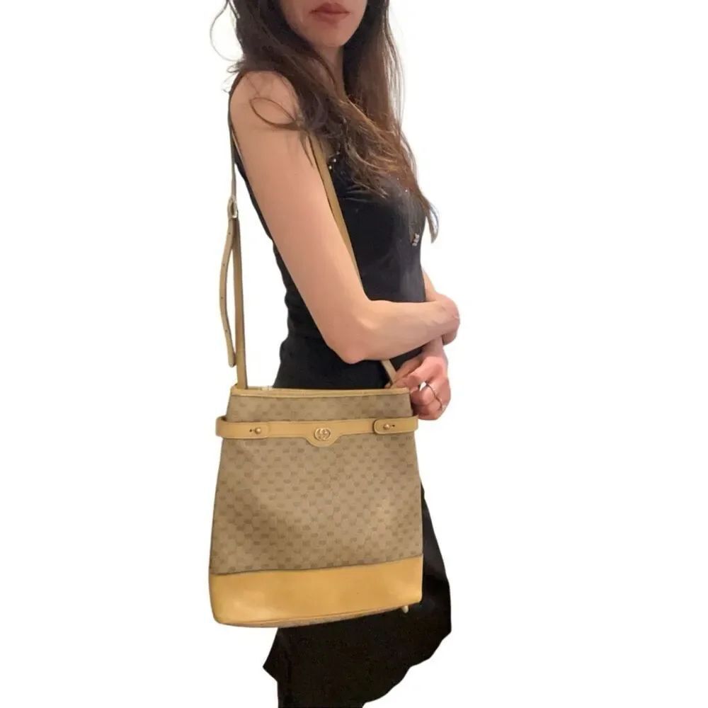 Gucci Yellow and Tan Monogram Shoulder Bag